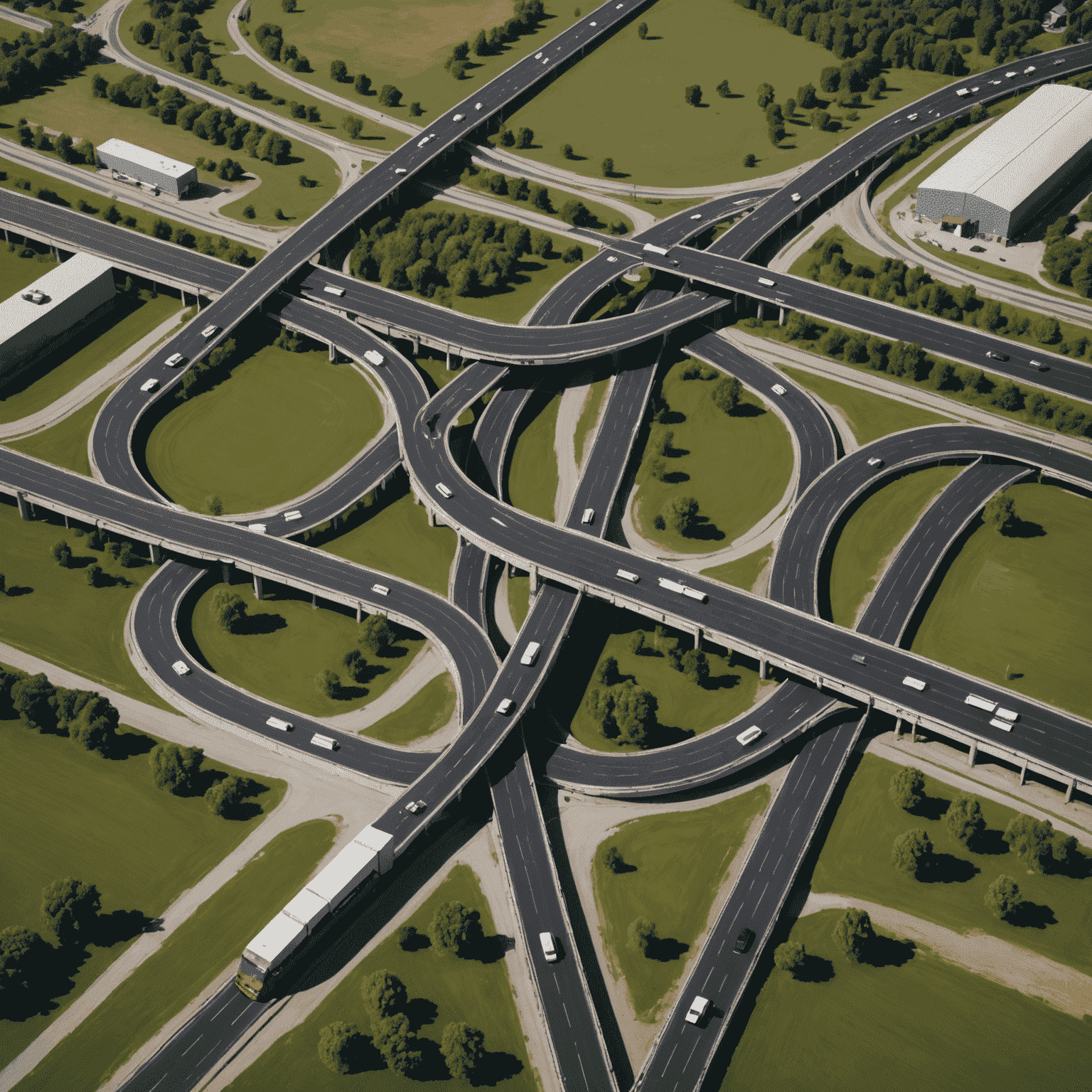 Visual representation of an optimized route map with data points and machine learning algorithms overlaid, showing efficient paths for freight transportation
